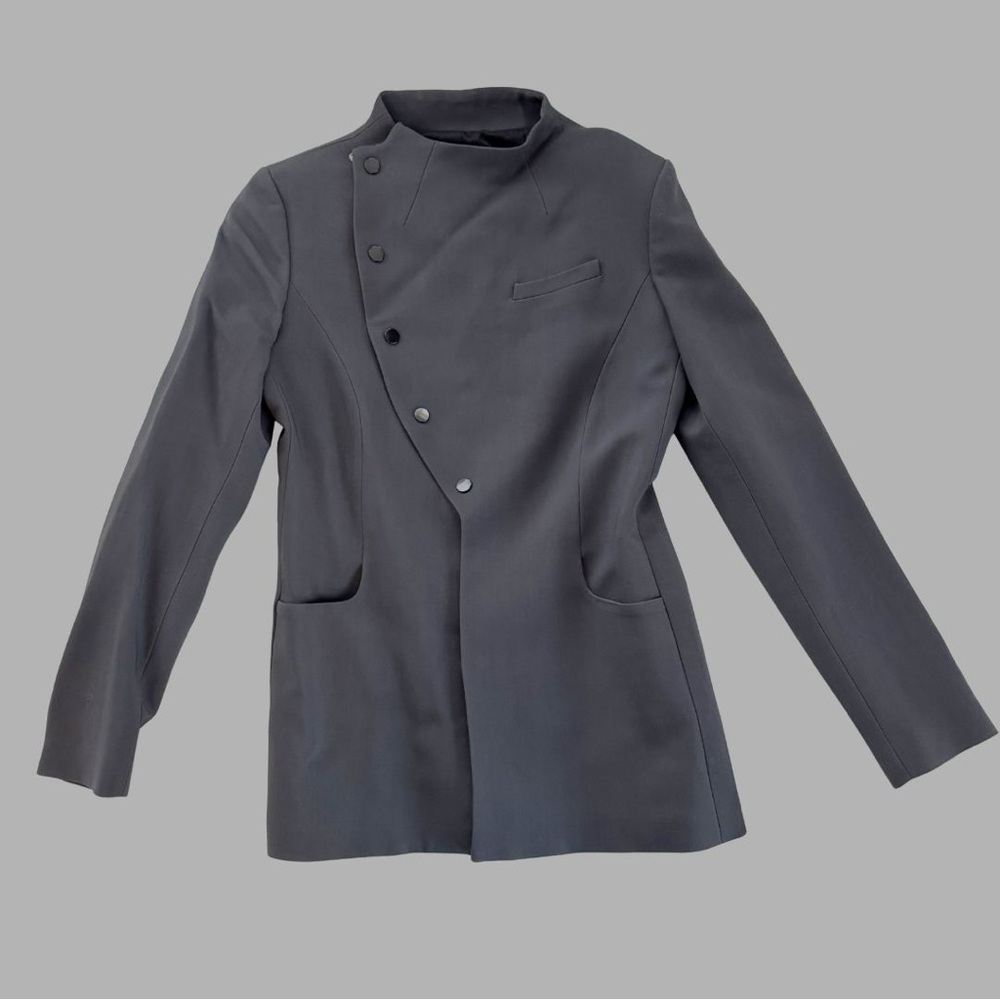 Coperni Charcoal Women's Asymmetrical Fitted Blazer - Picture 10 of 12